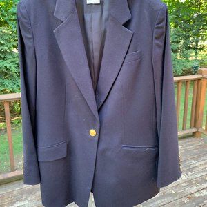 Navy Blue Wool Blazer by Talbots (100% Wool)